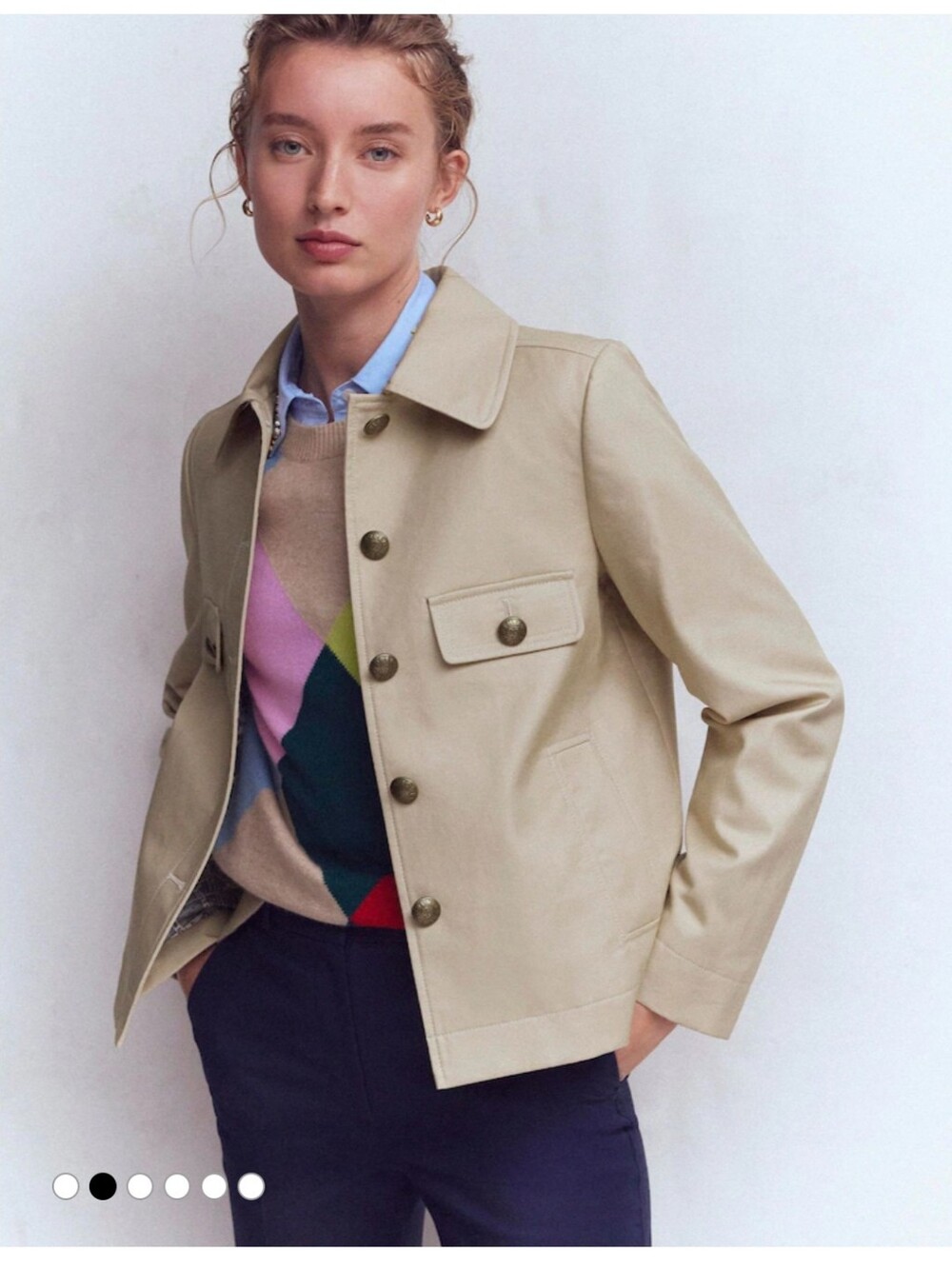 Boden Beige Button-Front Utility Jacket